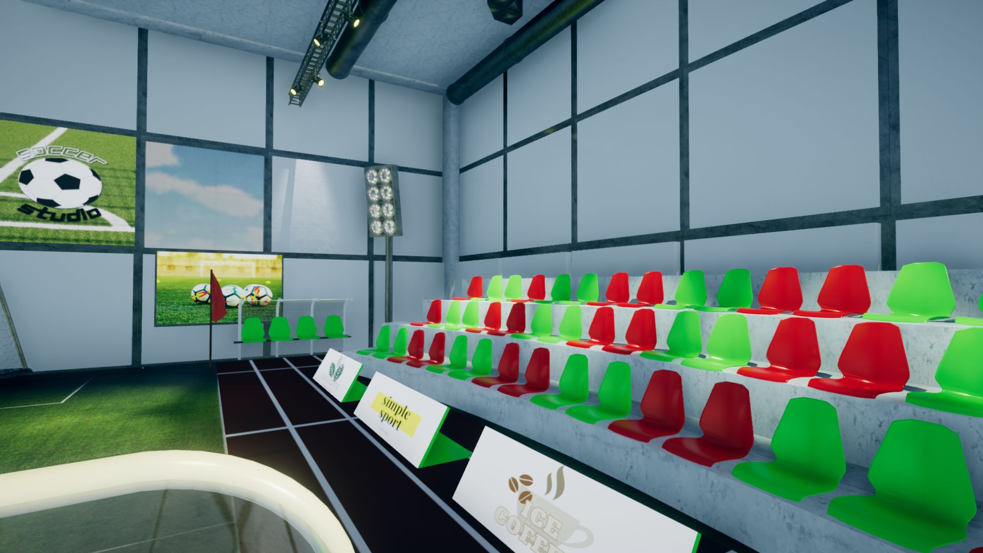 An image showing Soccer Studio Set asset pack, created with Unity Engine.