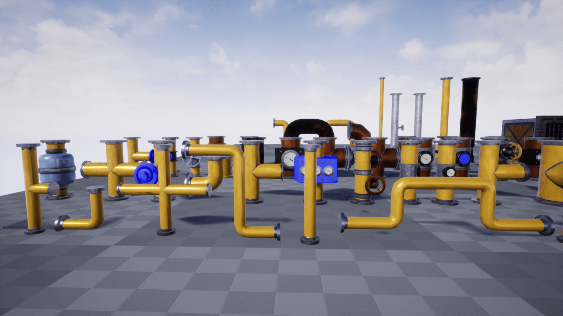 High Quality 3D Models and Game Assets An image showing Pipes Collection asset pack, created with Unreal Engine.